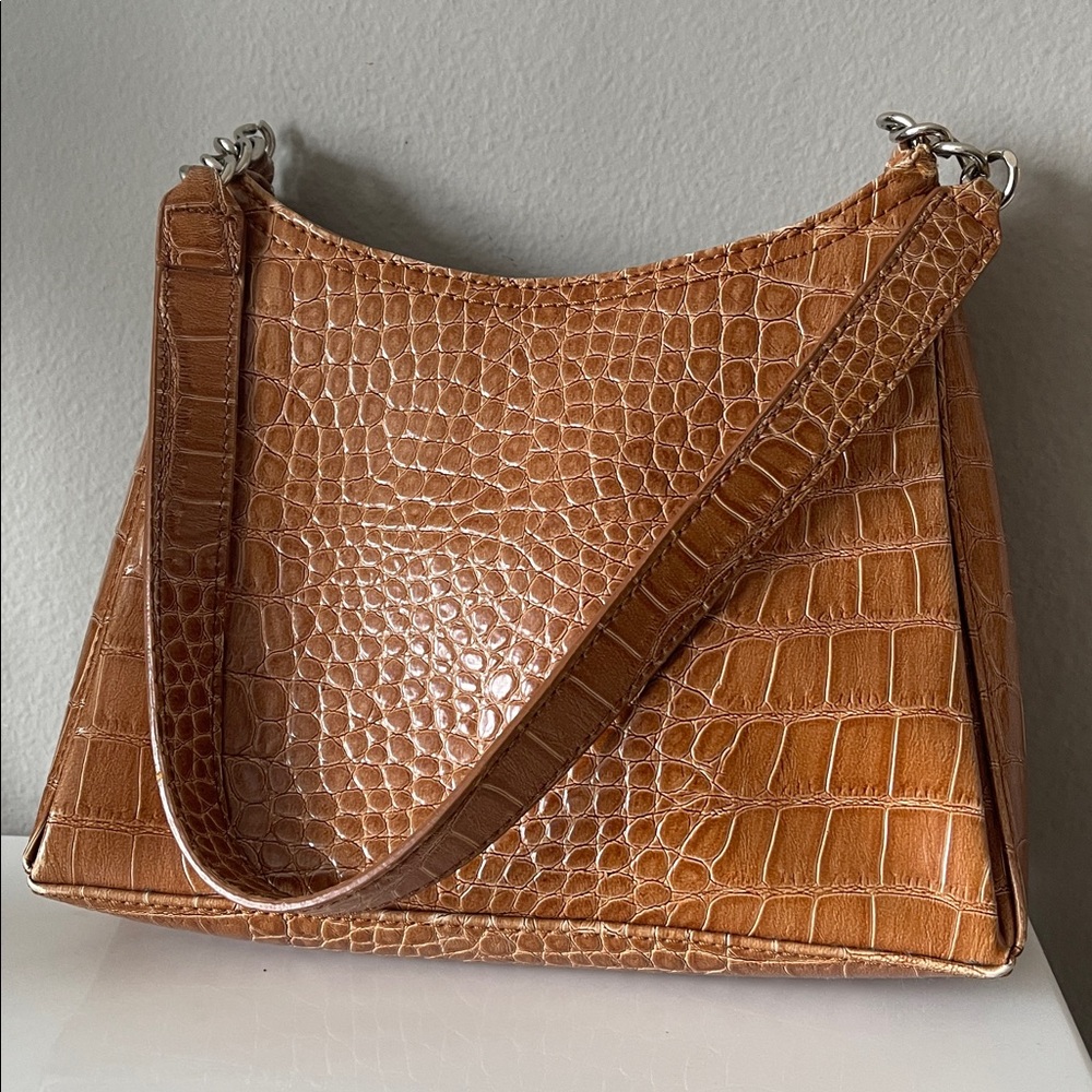 Liz Claiborne brown shoulder bag croc style